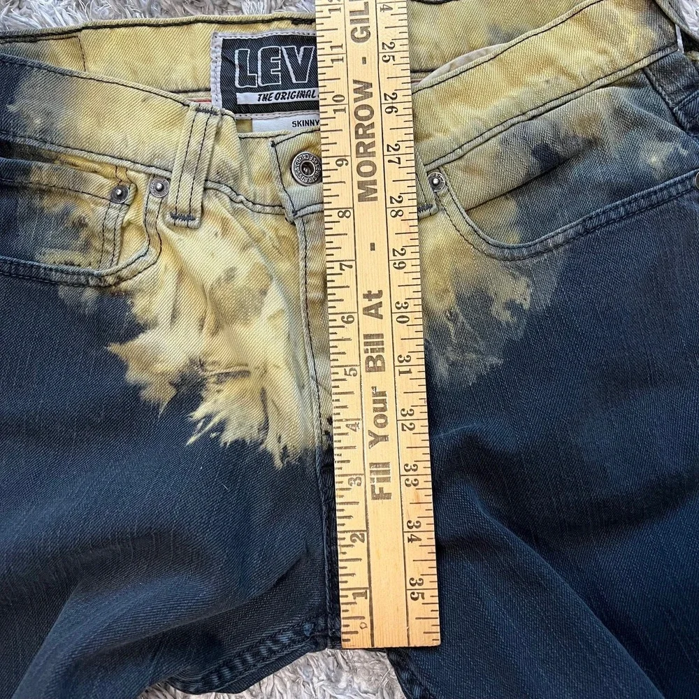 Levi's 511 Skinny Jeans W32 L30 Yellow Black Bleach Tie‎ Dye Grunge Punk Street